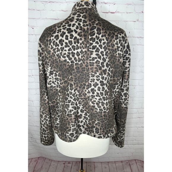 Armani Collezioni Leopard Print Band Collar Jacket Womens 14 Plus Double Faced - Picture 2 of 9